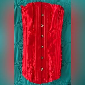 Red Satin Underbust Corset - W38